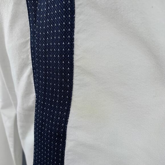 PAUL SMITH Size M White Navy Cotton Contrast Trim Long Sleeve Shirt - Picture 6 of 9